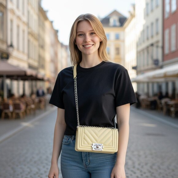 Chanel Boy Bag Size Small Yellow Caviar - Picture 3 of 11